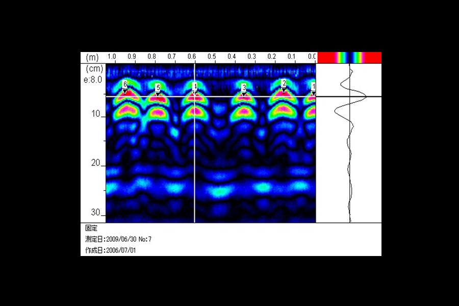 電磁波レーダ法による鉄筋探査